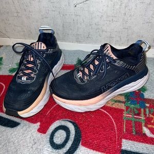 Hoka One One Bondi 6 Navy Tan Running Shoes Women's 7 1019270